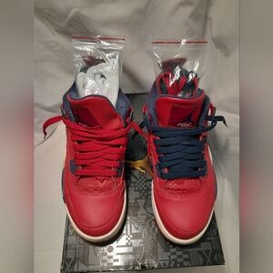 Jordan 4 retro size 6y red white and blue